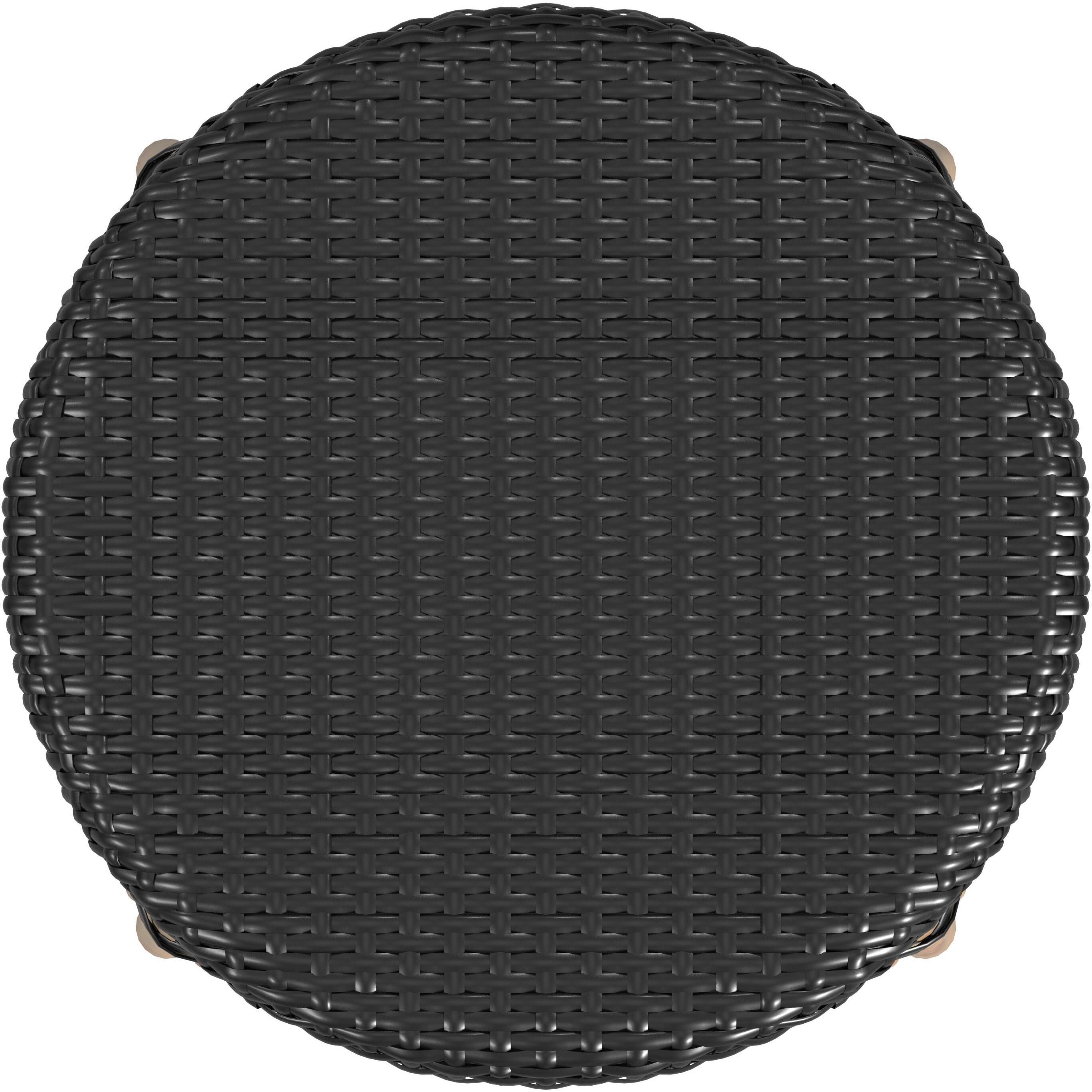 Tobias Rattan Round 24" Counter Stool in Black