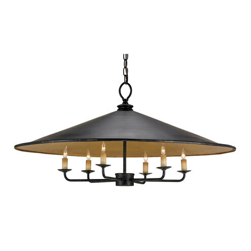 Brussels 6 Light 36 inch French Black/Contemporary Gold Pendant Ceiling Light