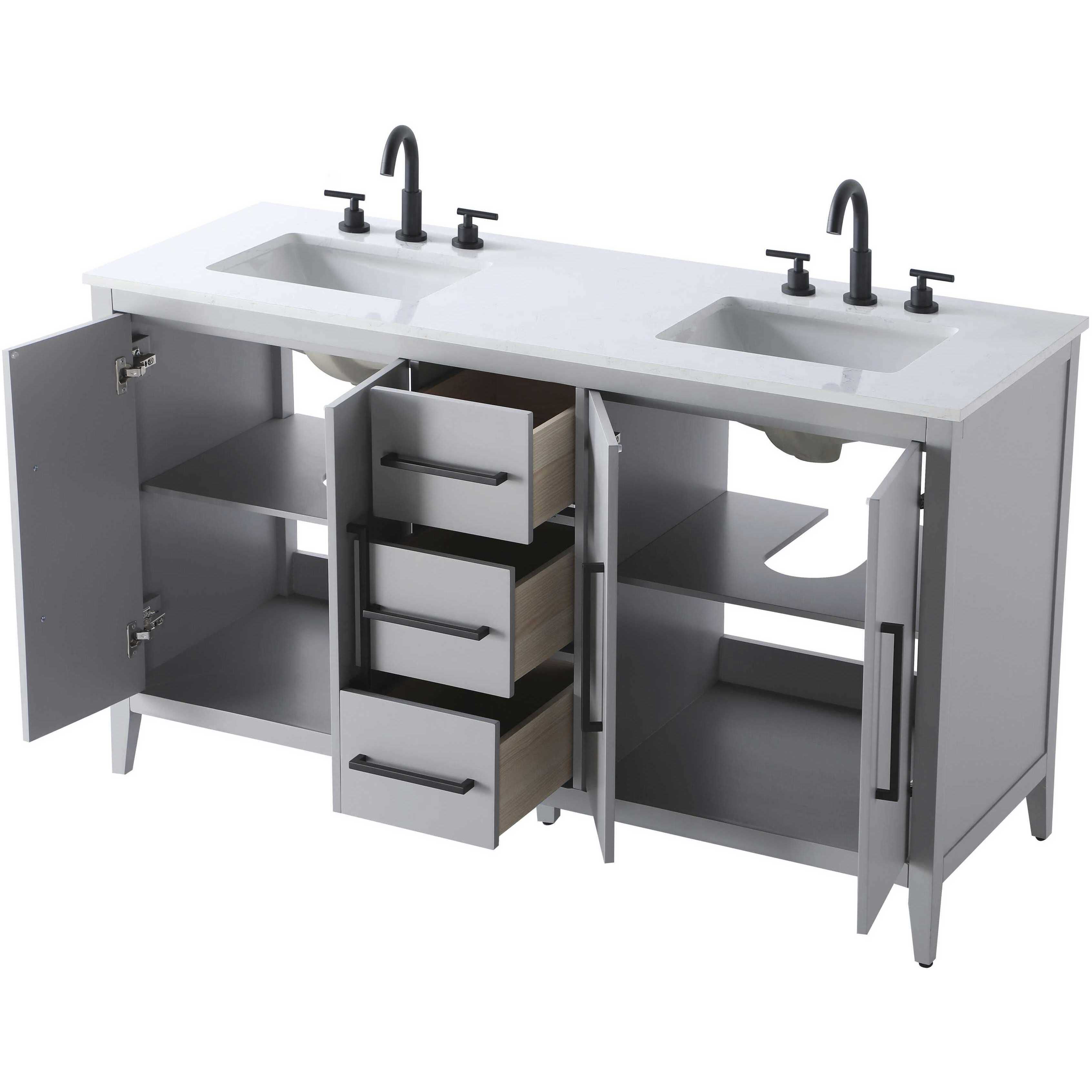 Millie 60 X 35 inch Grey Bathroom Vanity Cabinet