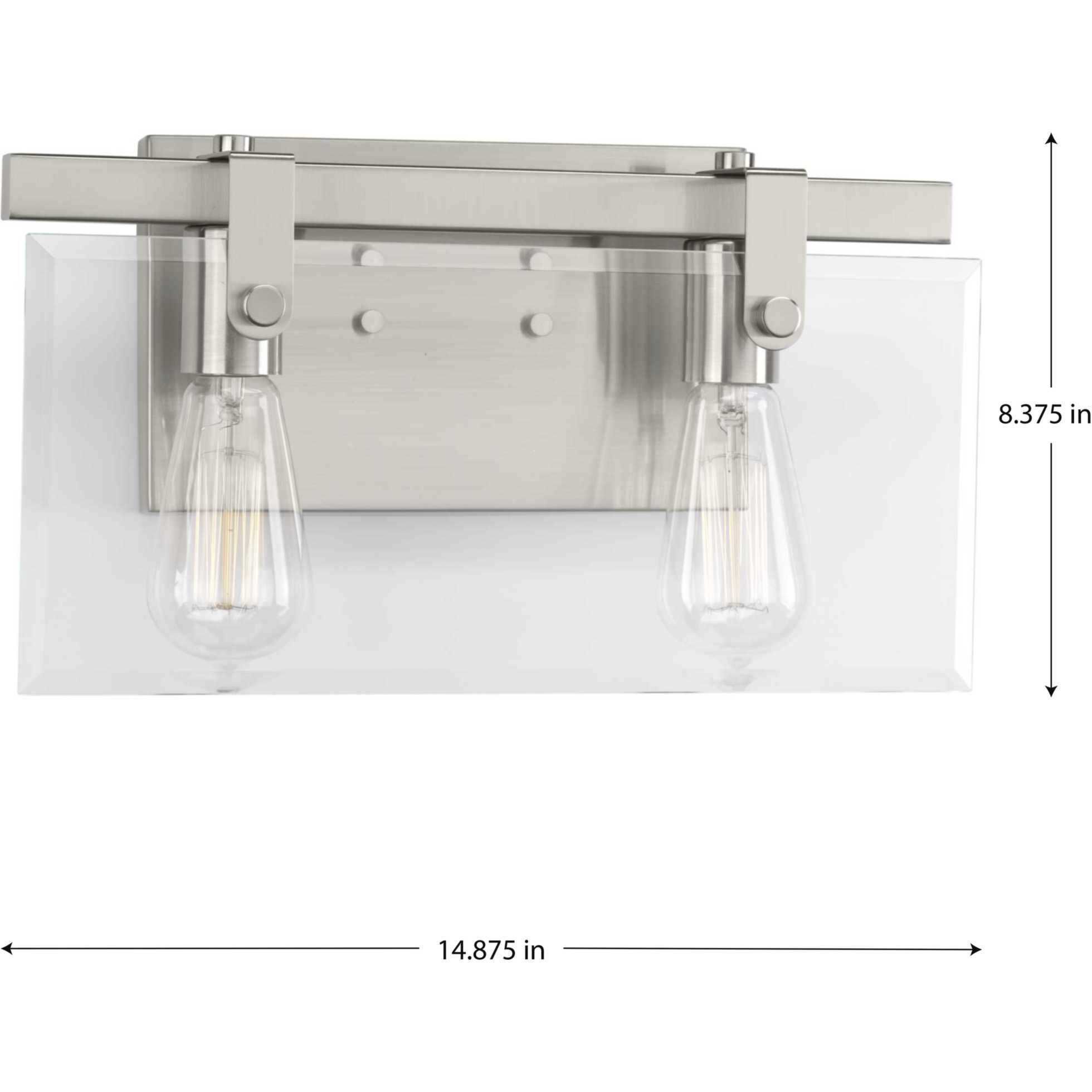 Glayse 2 Light 15 inch Brushed Nickel Bath Vanity Wall Light, Design Series