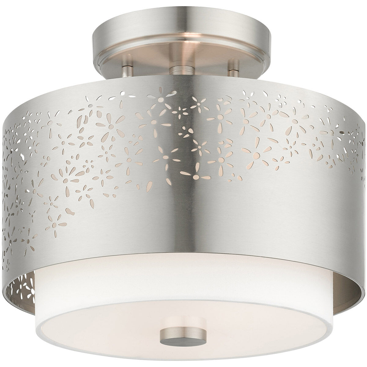 Noria 2 Light 12 inch Brushed Nickel Semi Flush Ceiling Light