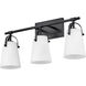 Foster 3 Light 22.75 inch Black Bath Light Wall Light in Etched Opal