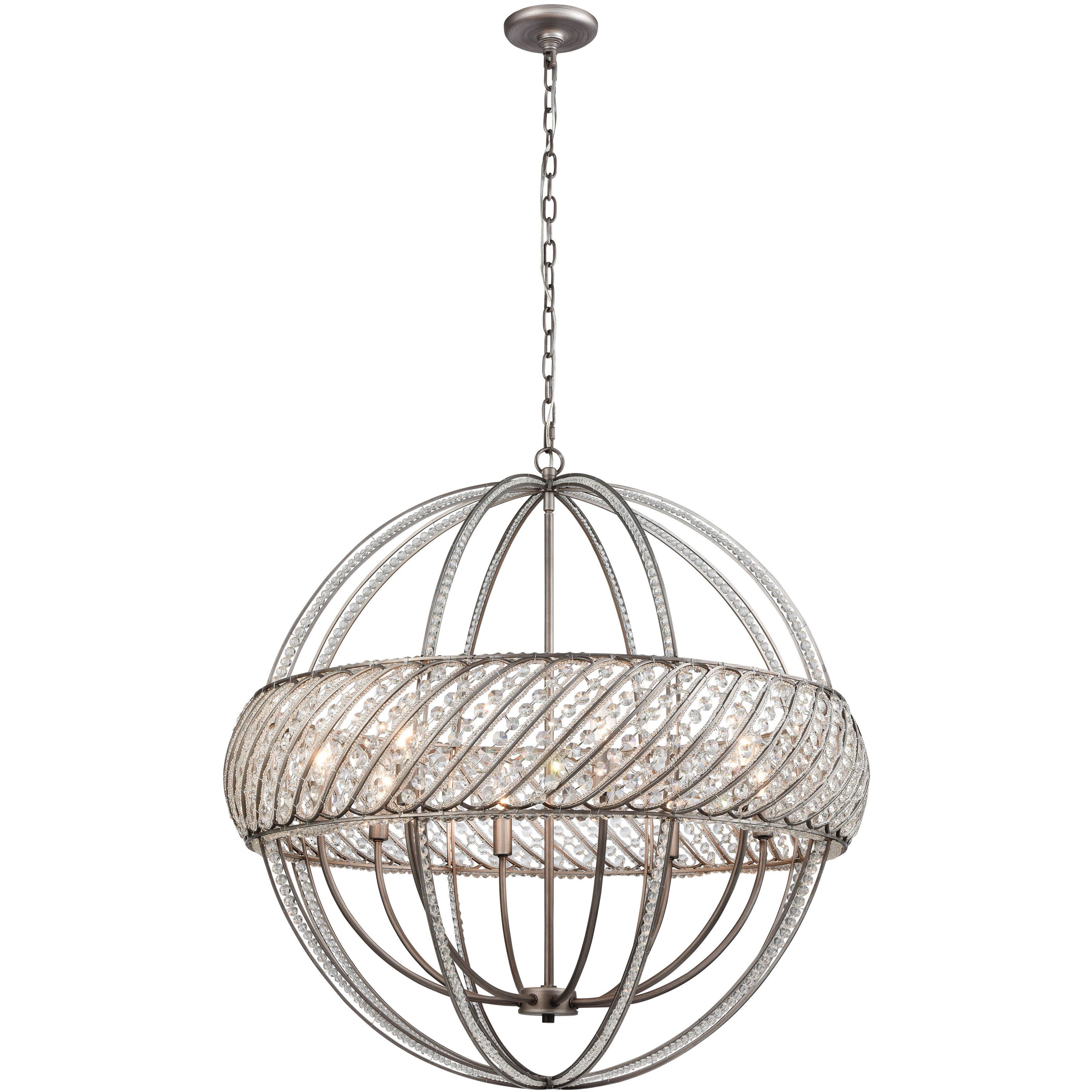 Bradington 8 Light 32 inch Weathered Zinc with Clear Chandelier Ceiling Light