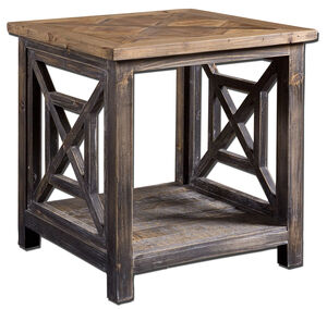 Denver 21.63 X 19.75 inch Brushed Black Reclaimed Fir Wood End Table