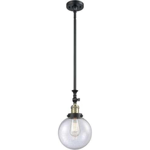 Franklin Restoration Beacon LED 8 inch Black Antique Brass Mini Pendant Ceiling Light in Seedy, Franklin Restoration