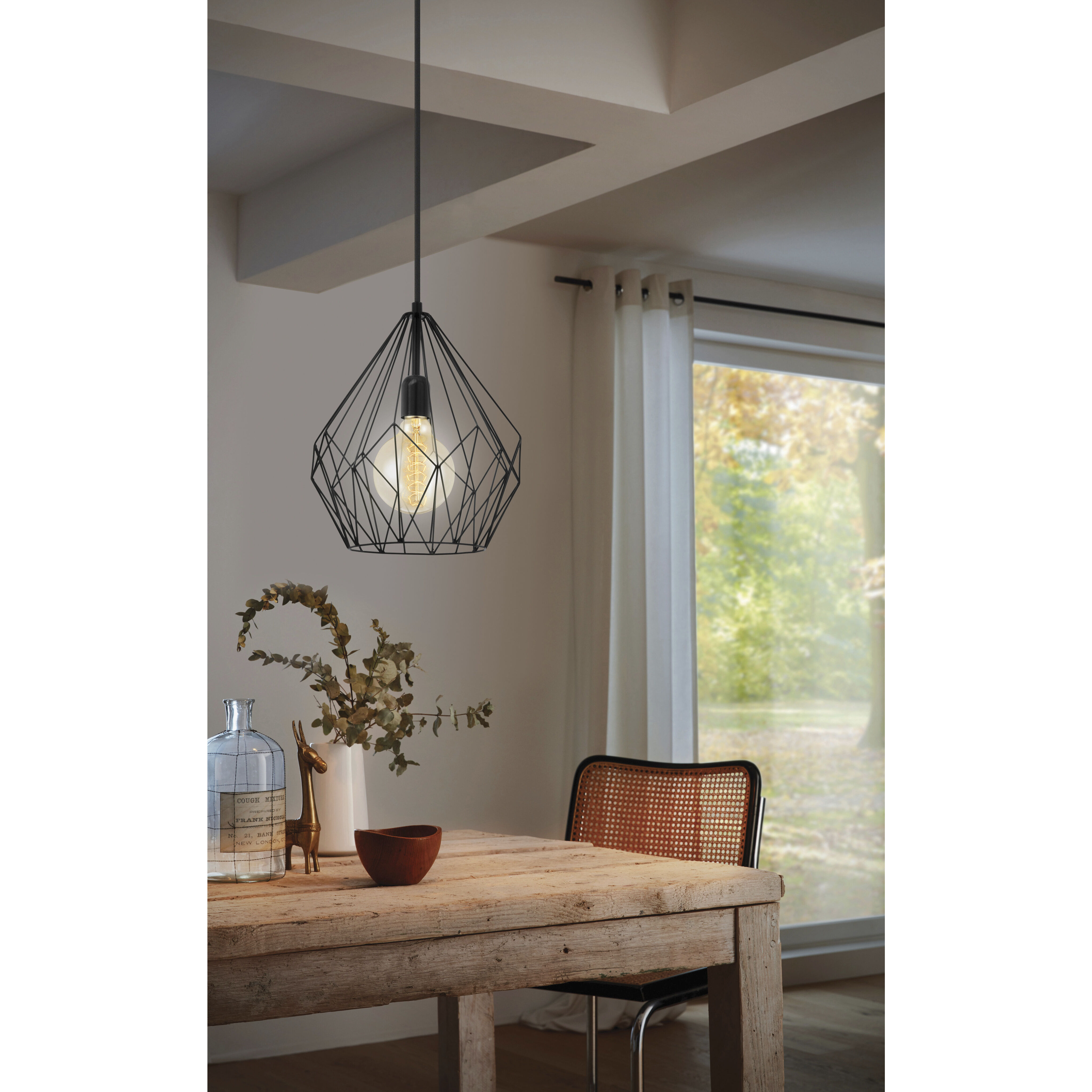 Carlton 1 Light 11.89 inch Matte Black Pendant Ceiling Light