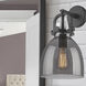 Downtown Urban Newton Bell Armed Sconce Wall Light in Matte Black, Plated Smoke
