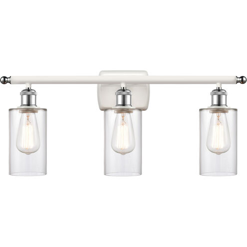 Ballston Clymer LED 26 inch White and Polished Chrome Bath Vanity Light Wall Light in Clear Glass, Ballston