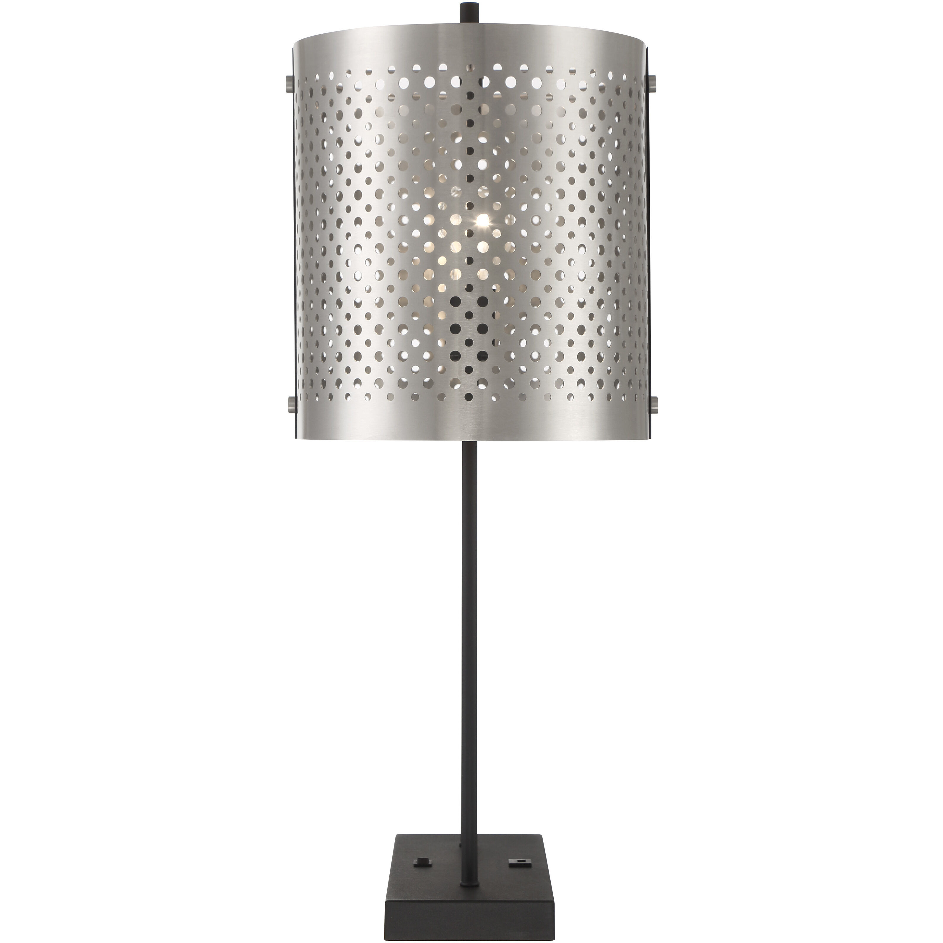 Noho 28 inch 100.00 watt Brushed Nickel W/ Sand Coal Table Lamp Portable Light