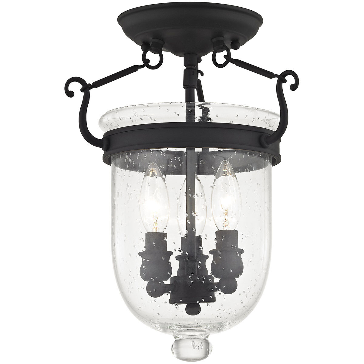 Jefferson 3 Light 10 inch Black Semi-Flush Mount Ceiling Light