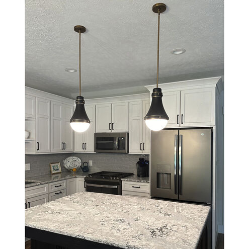 Oliver 1 Light 9 inch Black with Heritage Brass Indoor Pendant Ceiling Light