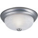 Decorative 2 Light 13 inch Pewter Flushmount Ceiling Light in White Alabaster, Medium
