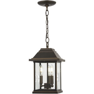 Mariner's Pointe 3 Light 9 inch Oil Rubbed Bronze/Gold Outdoor Chain Hung Lantern, Great Outdoors