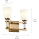 Rosalind 2 Light 14.25 inch Brushed Natural Brass Bath Vanity Light Wall Light