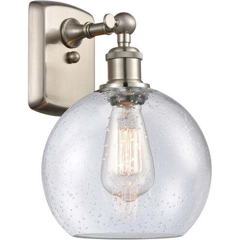 Ballston Athens 1 Light 8 inch Brushed Satin Nickel Sconce Wall Light in Seedy Glass, Ballston