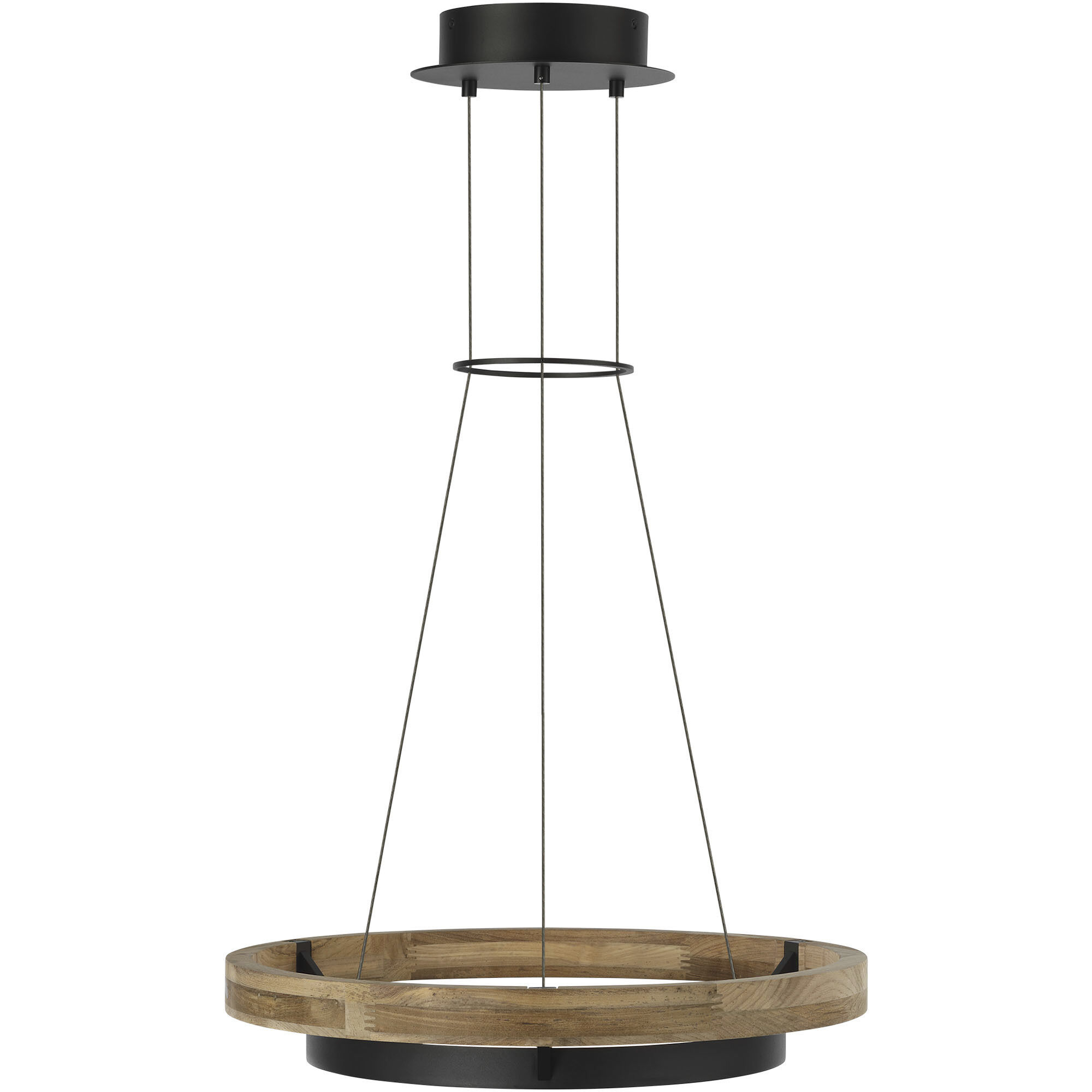 Sean Lavin Grace LED 24 inch Textured Black and Teak Wood Outdoor Chandelier