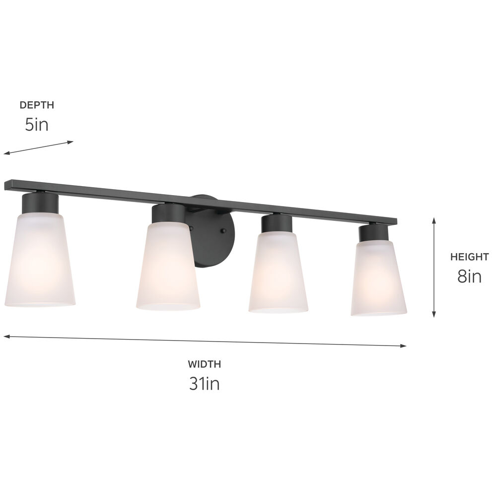 Stamos 4 Light 31 inch Black Bath Vanity Light Wall Light, 4 Arm