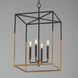 SoHo 4 Light 16 inch Black and Weathered Brass Entry Foyer Pendant Ceiling Light