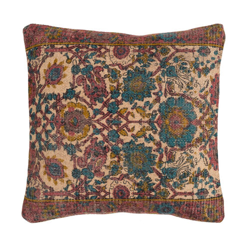 Shadi 18 X 18 inch Khaki and Bright Pink Throw Pillow