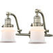 Franklin Restoration Small Canton 2 Light 18 inch Brushed Satin Nickel Bath Vanity Light Wall Light in Matte White Glass, Franklin Restoration