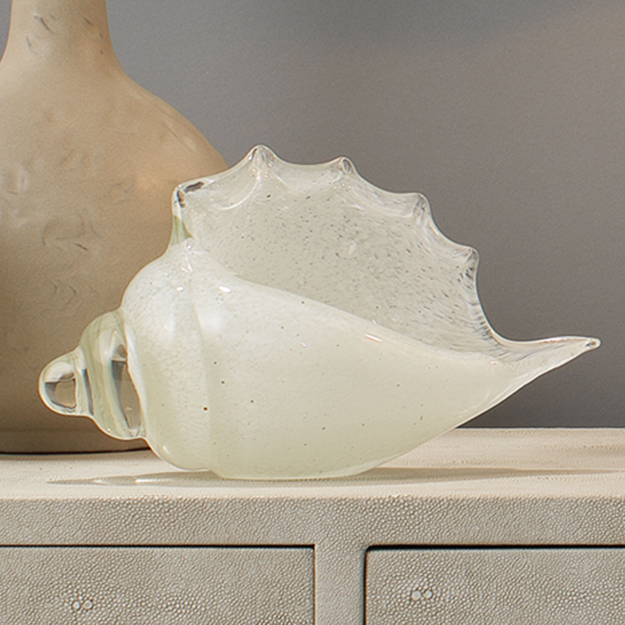 Triton White Blown Glass Shell