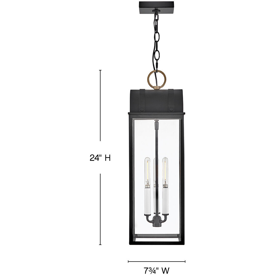 Heritage Campbell 3 Light 7.75 inch Black with Burnished Bronze Outdoor Hanging