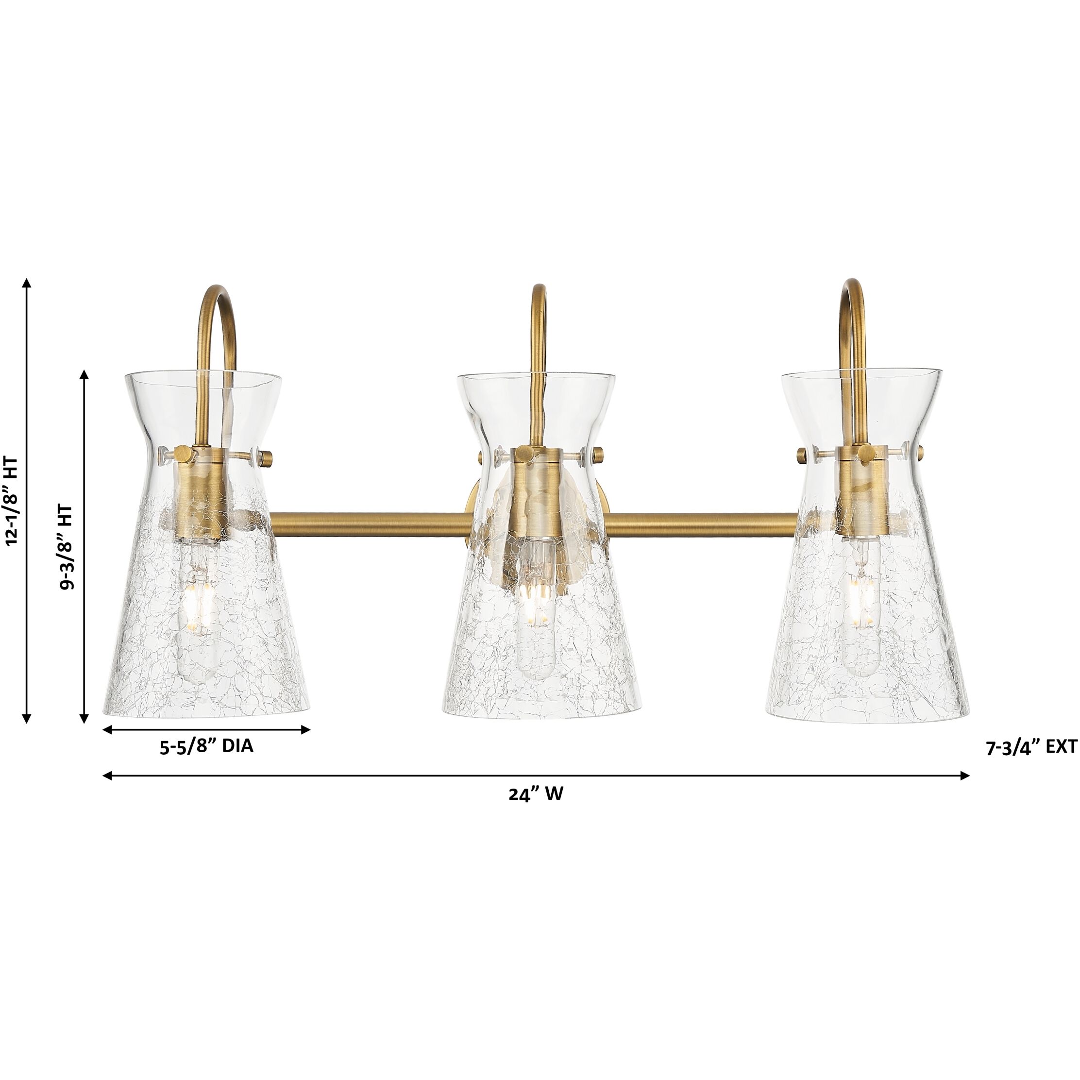 Nicole 3 Light 24 inch Brushed Brass Bath Vanity Light Wall Light
