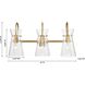 Nicole 3 Light 24 inch Brushed Brass Bath Vanity Light Wall Light