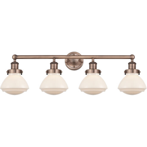 Olean 4 Light 33.5 inch Antique Copper Bath Vanity Light Wall Light in Matte White