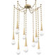 Raindrop LED 13.6 inch Gilded Brass Swag Multi-Pendant Ceiling Light in 3000K LED, Rectangular Chain