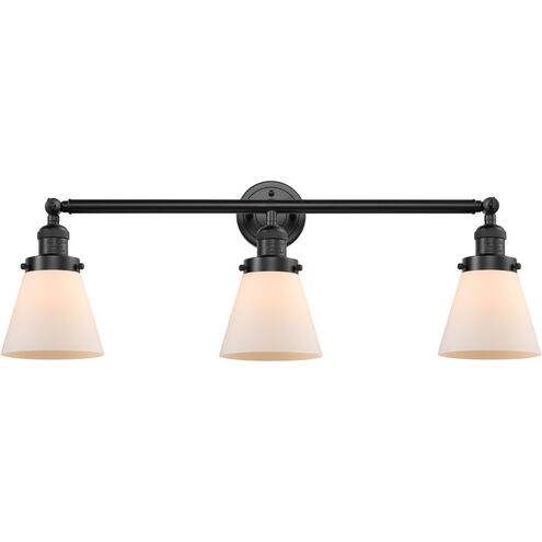 Franklin Restoration Small Cone LED 30 inch Oil Rubbed Bronze Bath Vanity Light Wall Light in Matte White Glass, Franklin Restoration