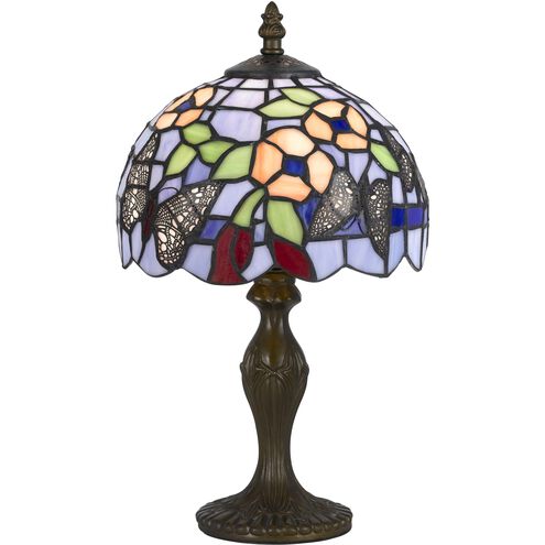 Tiffany 14 inch 40 watt Antique Brass Accent Table Lamp Portable Light
