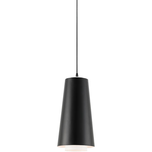 Bruce 1 Light 8 inch Satin Black/White Interior Pendant Ceiling Light, Bunny Williams Collection
