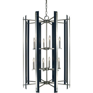 Bucolic 12 Light 31 inch Brushed Nickel with Matte Black Foyer Chandelier Ceiling Light
