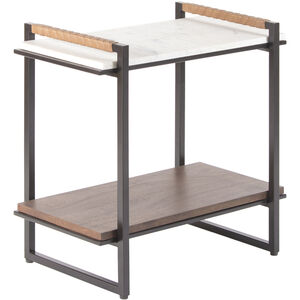 Novelle 25 X 24 inch Top: White; Base: Metallic - Bronze End Table