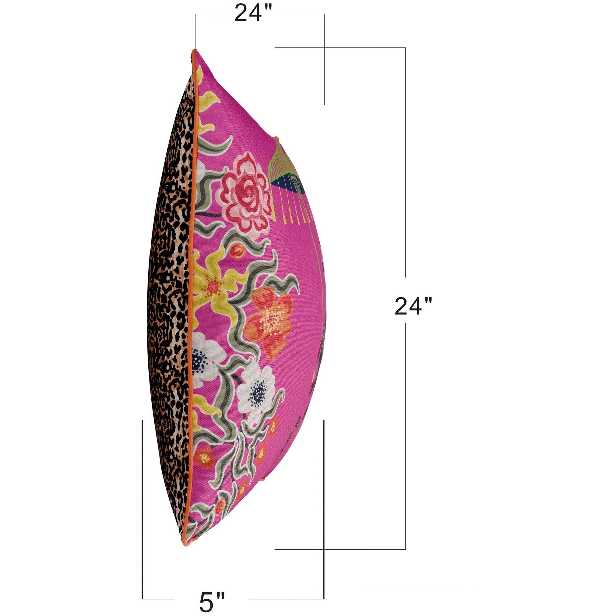 Dann Foley Double Sided Pillow 5 inch Hot Pink and Multi Throw Pillow