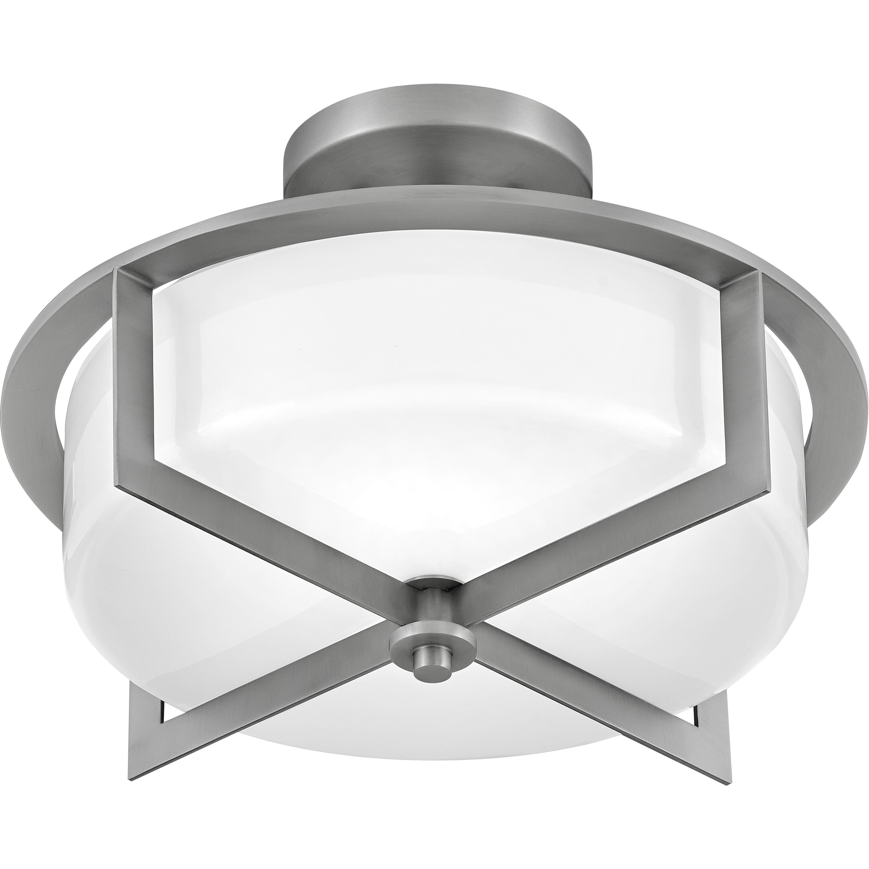 Baxley 15.25 inch Antique Nickel Indoor Semi-Flush Mount Ceiling Light