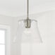 Baker 1 Light 10.5 inch Brushed Nickel Pendant Ceiling Light, Convertible Dual Mount