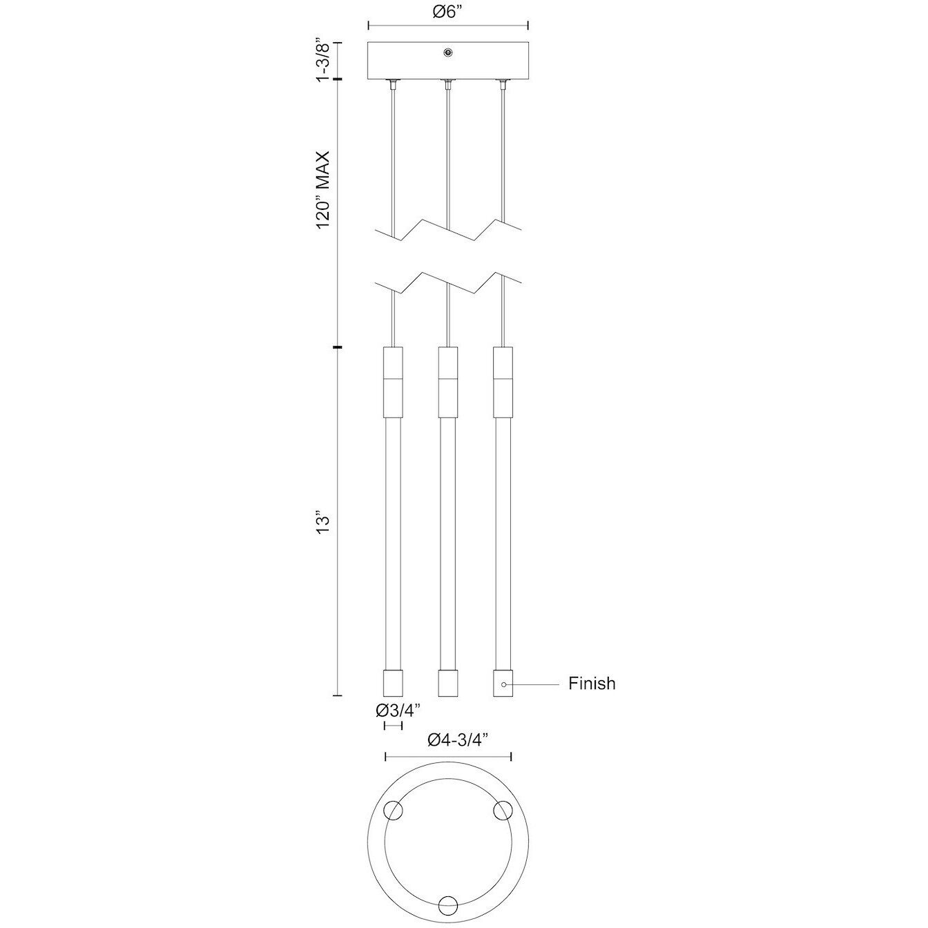 Motif Multi Pendant Ceiling Light in Chrome