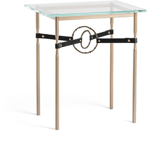 Equus 25.1 X 22 inch Soft Gold and Oil Rubbed Bronze Side Table in Leather Black, Soft Gold/Oil Rubbed Bronze