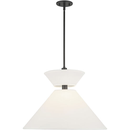 Alora Mood Chapelle 1 Light 22.13 inch Matte Black and White Linen Pendant Ceiling Light