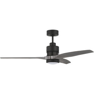Sonnet 52 inch Flat Black with Greywood Blades Ceiling Fan in Grey Wood, Blades Included