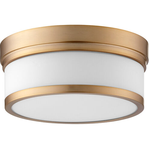 Celeste 2 Light 12 inch Aged Brass Flush Mount Ceiling Light, Satin Opal