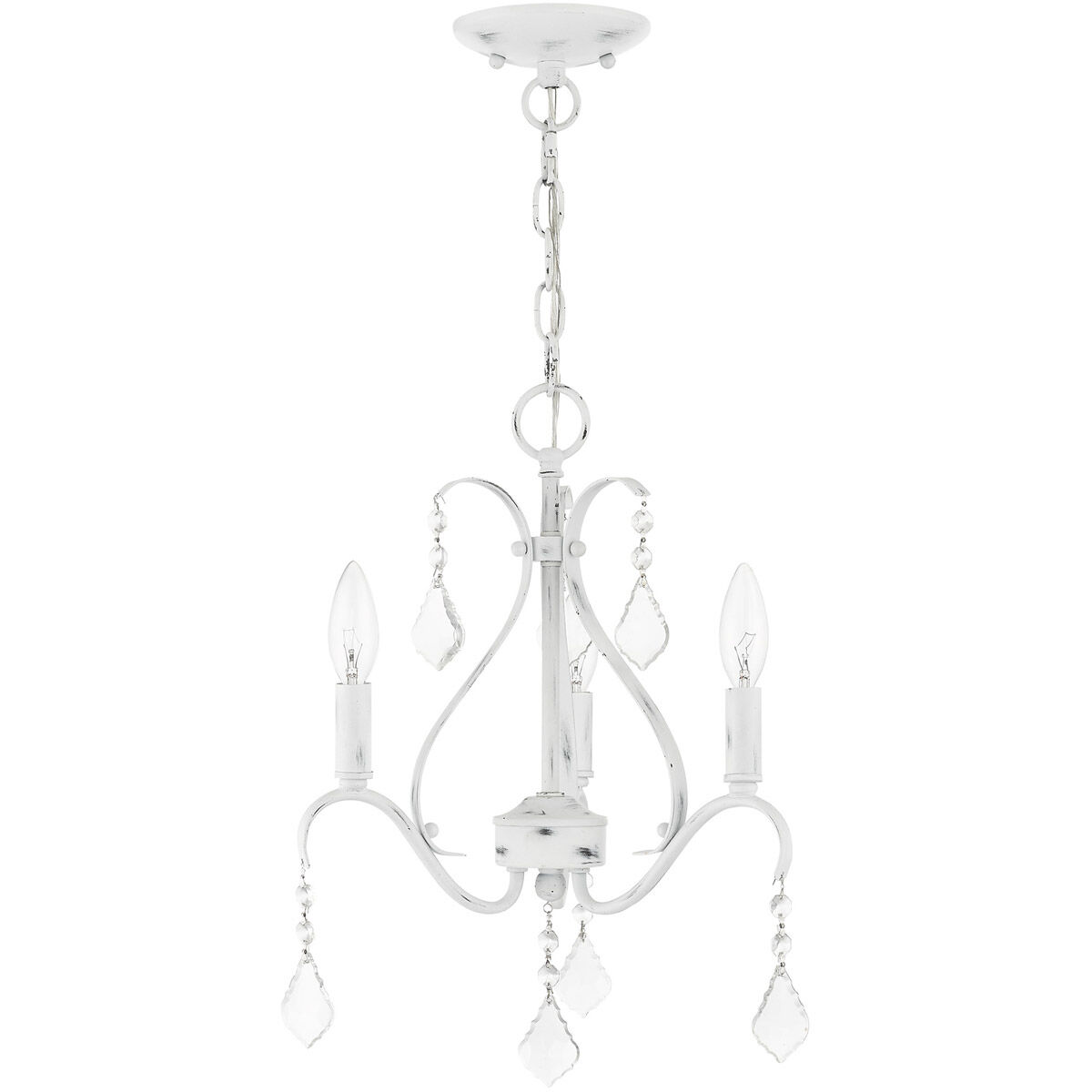 Caterina 3 Light 13 inch Antique White with Clear Crystals Chandelier Ceiling Light