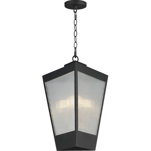 Triform 3 Light 14 inch Black and Antique Brass Outdoor Pendant