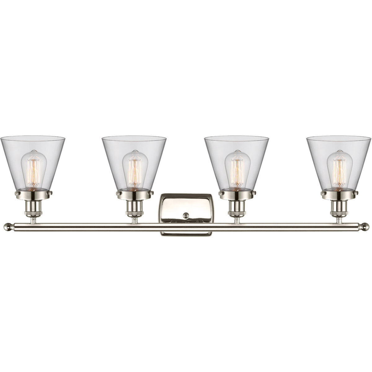 Ballston Small Cone 4 Light 36 inch Polished Nickel Bath Vanity Light Wall Light in Clear Glass