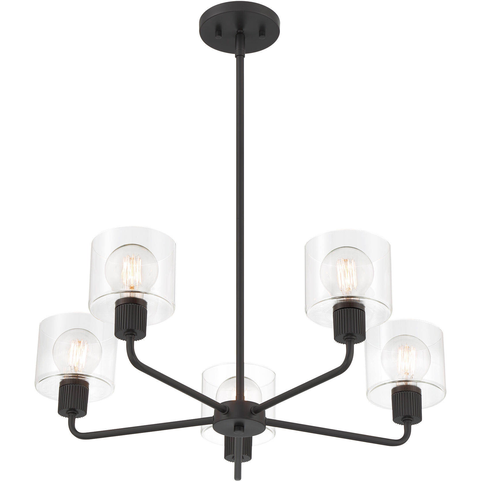 Vibrato 5 Light 27 inch Matte Black Chandelier Ceiling Light