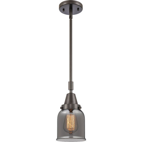 Franklin Restoration Small Bell 1 Light 5 inch Oil Rubbed Bronze Mini Pendant Ceiling Light in Plated Smoke Glass