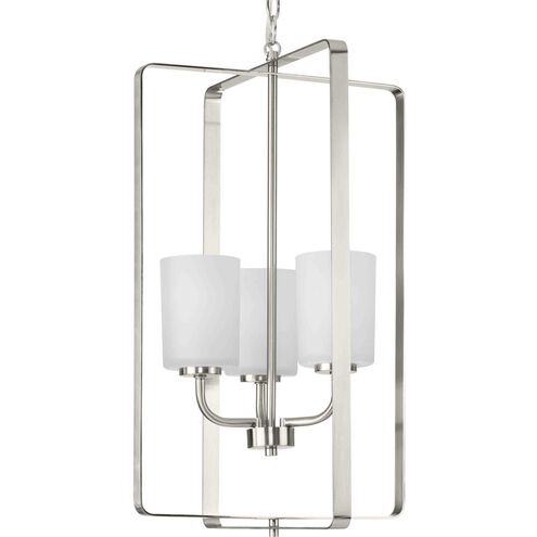 League 3 Light Brushed Nickel Foyer Chandelier Ceiling Light