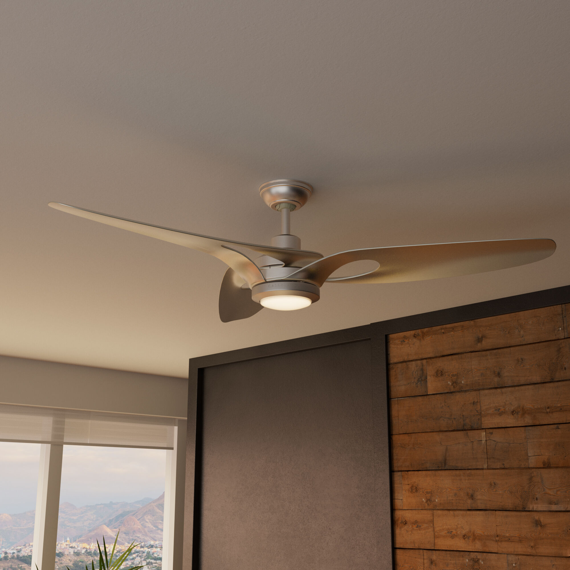 Inez 60 inch Brushed Nickel with Matte Nickel Blades Outdoor Ceiling Fan